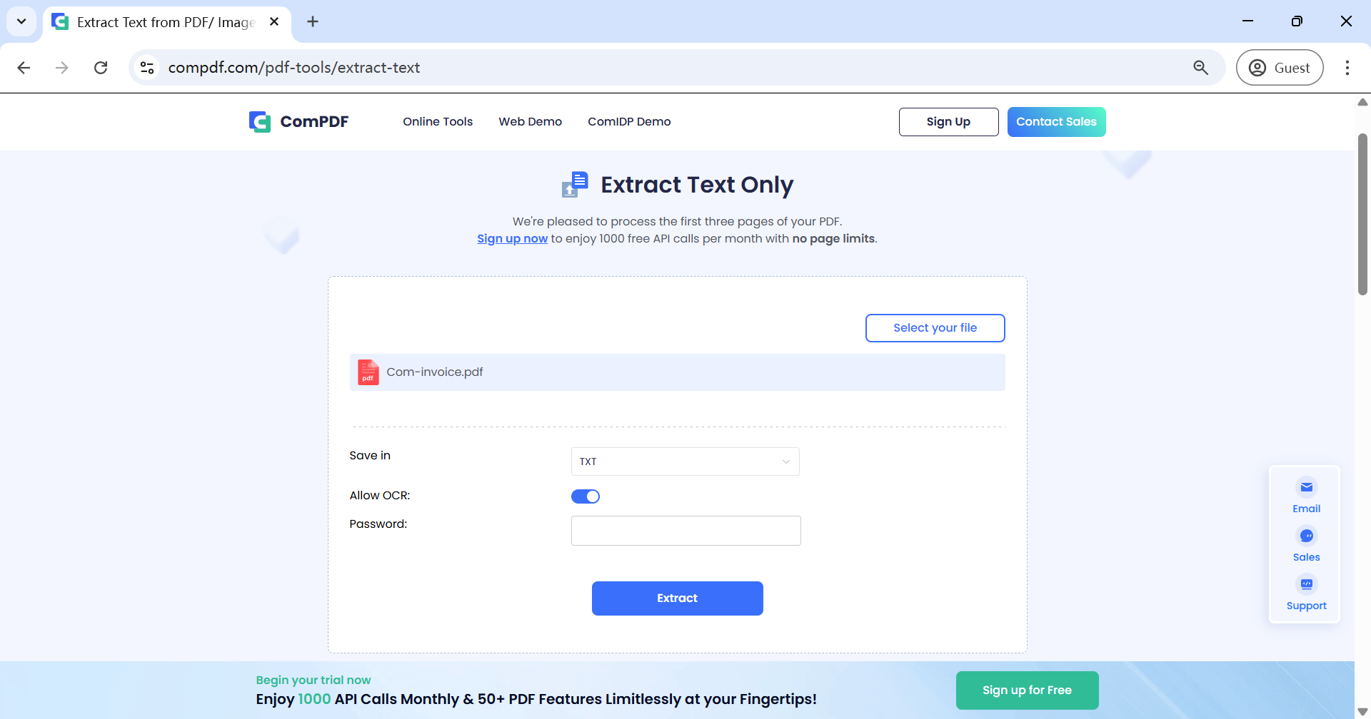 extract text only parameter setting
