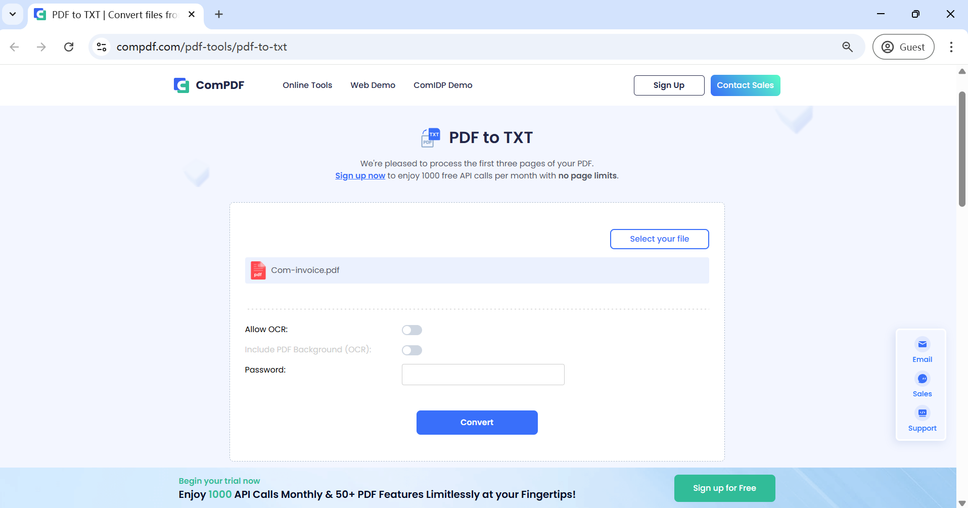 pdf to txt parameter- setting