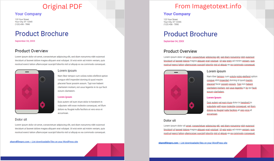 conversion performance of converting PDF to Word of imagetotext.info
