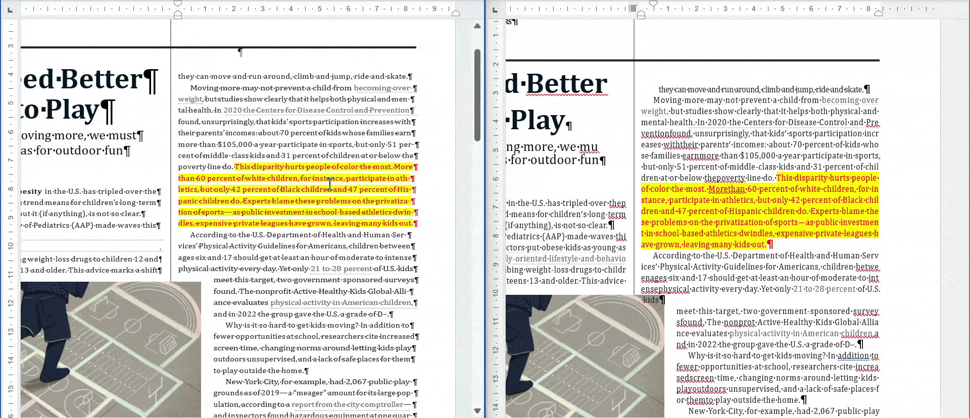 text flow and document editability