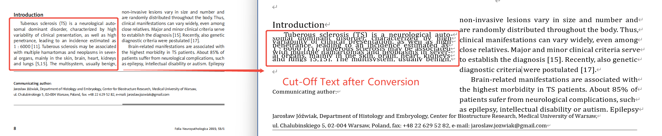 Line Spacing Causes PDF to Word Text Cut-Off