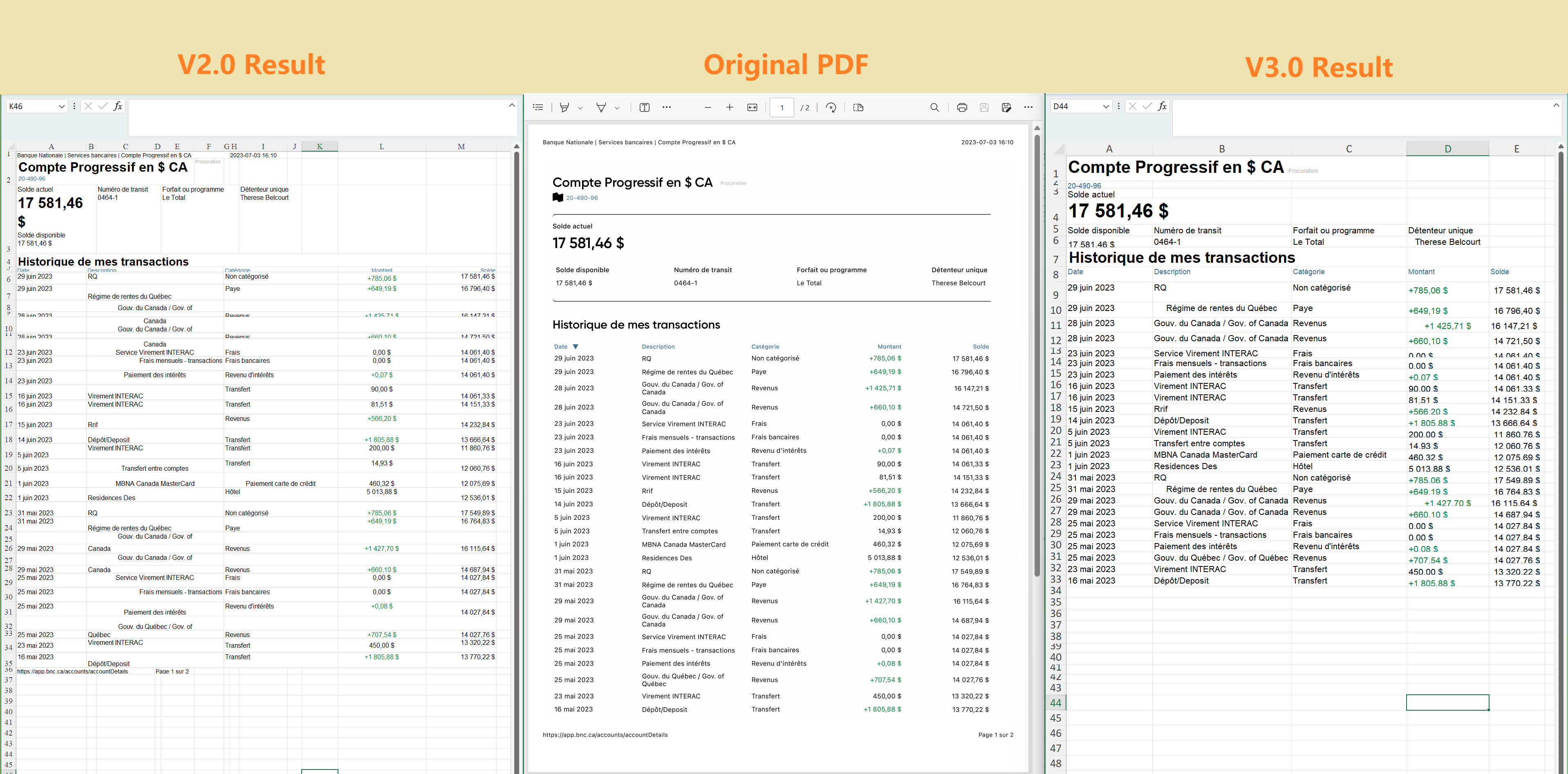 Convert PDF to Excel