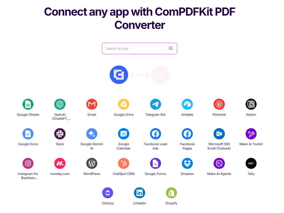 Connect ComPDF with other apps through make ipaas platform