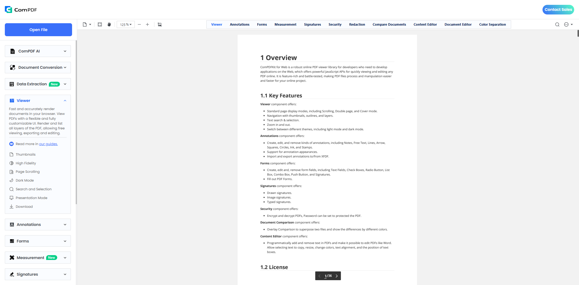 ComPDF Demo for PDF viewing and editing