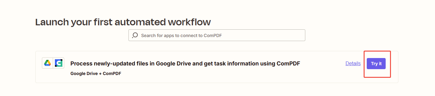 ComPDF's pre-built automation templates on Zapier