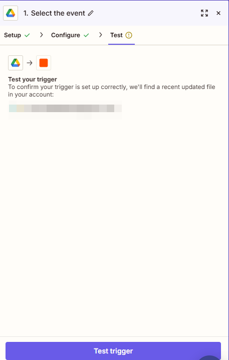 Test Google Drive on zapier