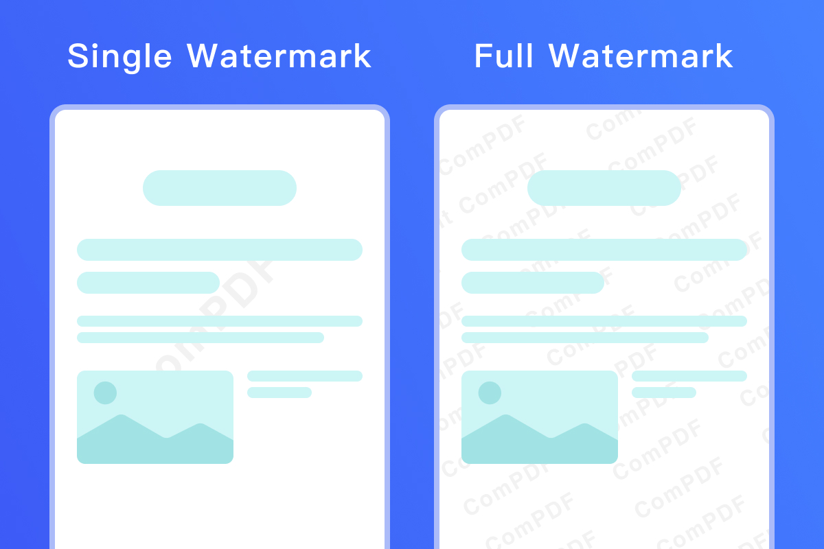 Watermarks Comparison by ComPDF: a single watermark & a full-screen watermark
