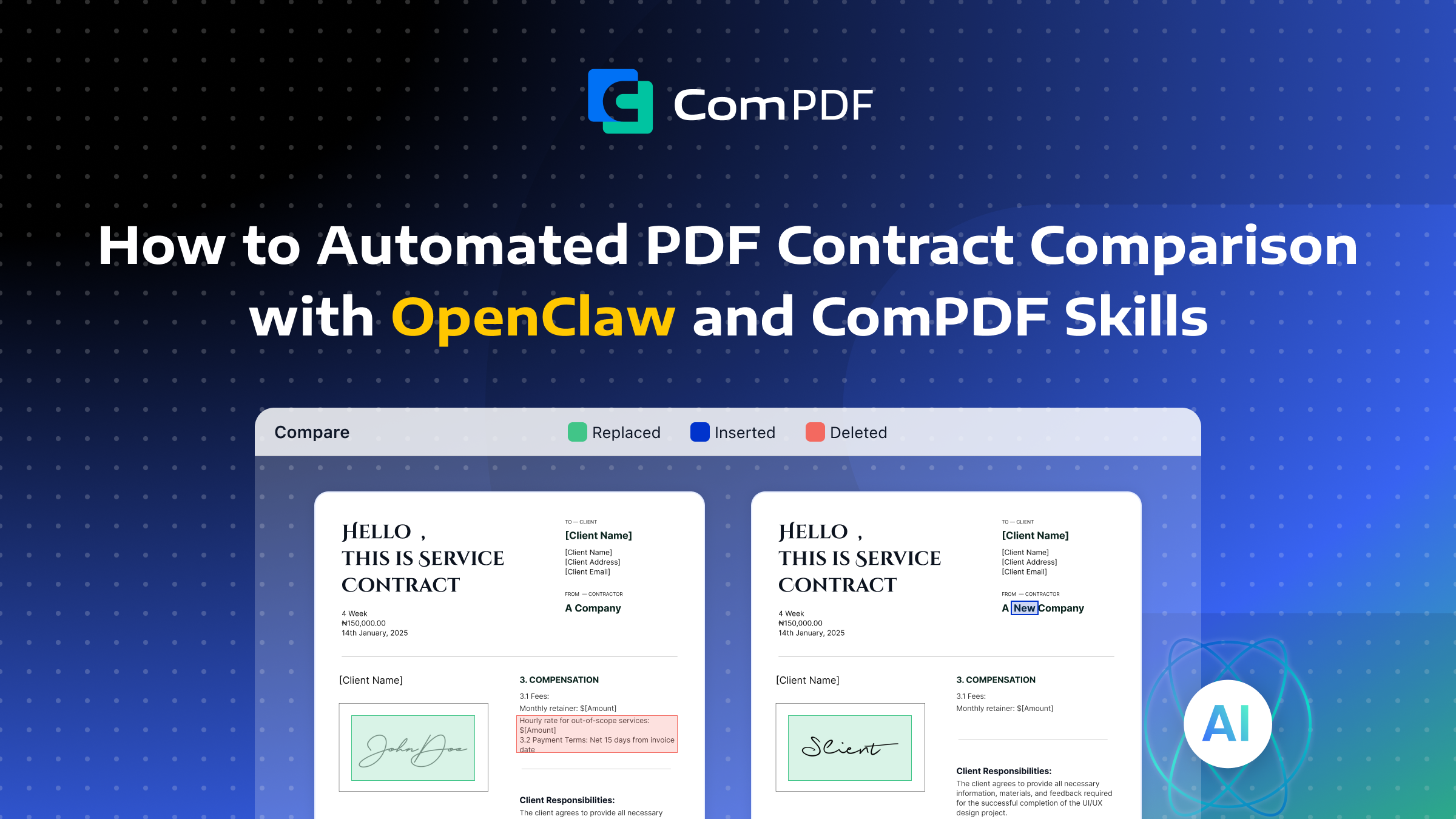 How to Automated PDF Contract Comparison with OpenClaw and ComPDF Skills