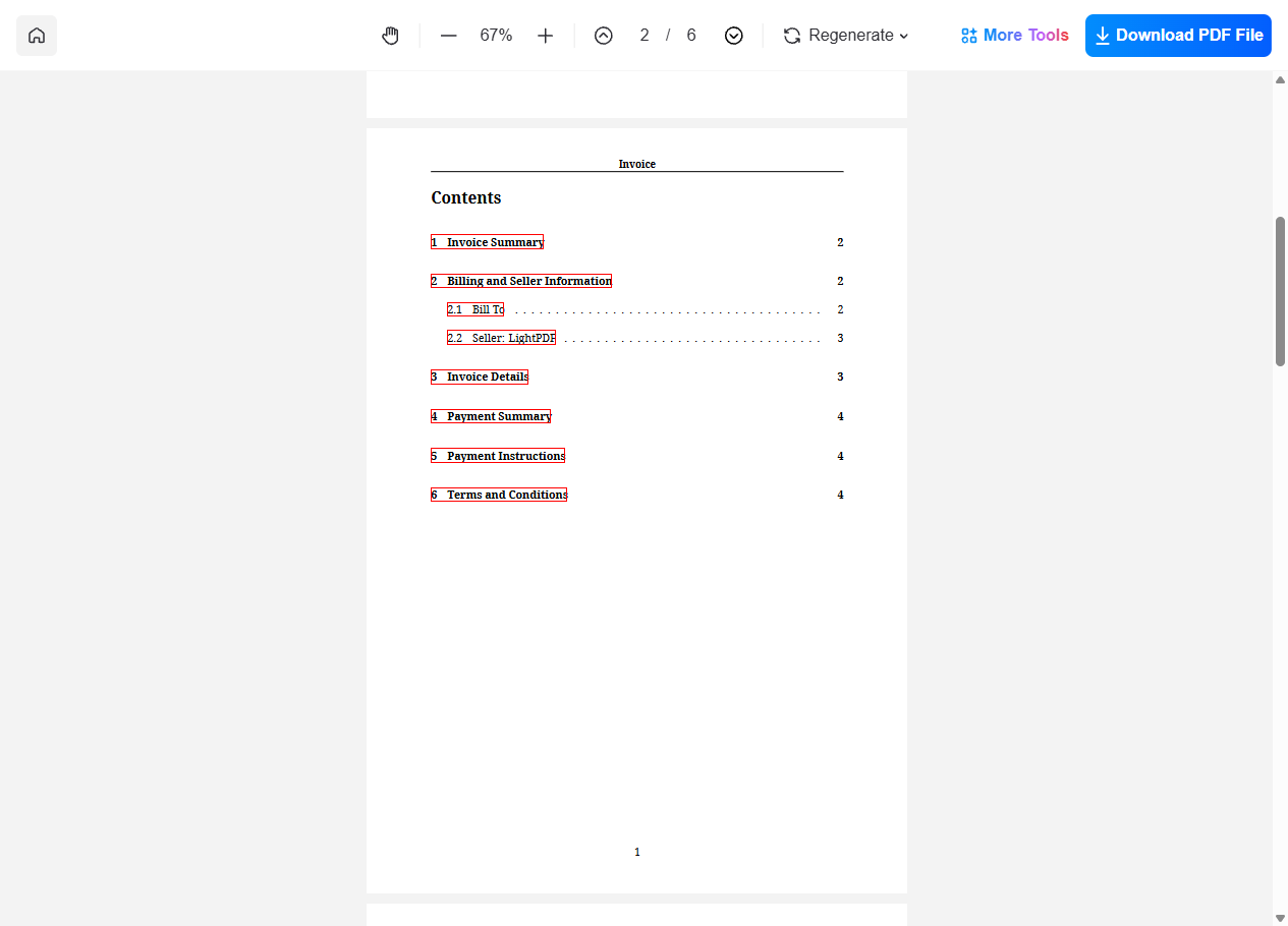 LightPDF - AI PDF Generator from Blank Pages