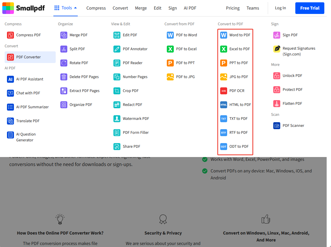 Smallpdf &mdash; Comprehensive Online PDF Suite
